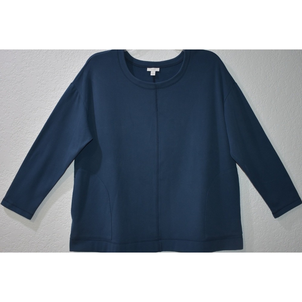 Pure Jill J. Jill XL Seamed Sweatshirt with Pockets Teal Blue Comfy Pullover